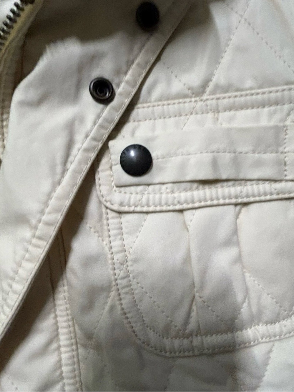 Women’s Ralph Lauren Cream Quilted Puffer Vest Brown Corduroy Collar Size Large - Picture 4 of 6